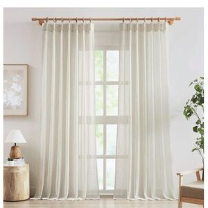 Beige Linen Sheer Pinch Pleat Curtains 52x90” (2 panels)